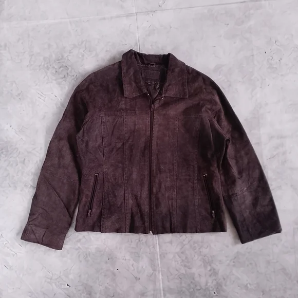 Suzy Shier Suede Zip Front Women's Jacket - Brown - Picture 5 of 10